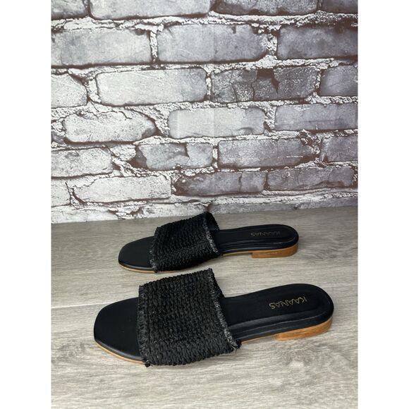 Kaanas Black Leather Synthetic Casual Columbia Slide Sandals Women Sz 9M US/40EU - Picture 10 of 16